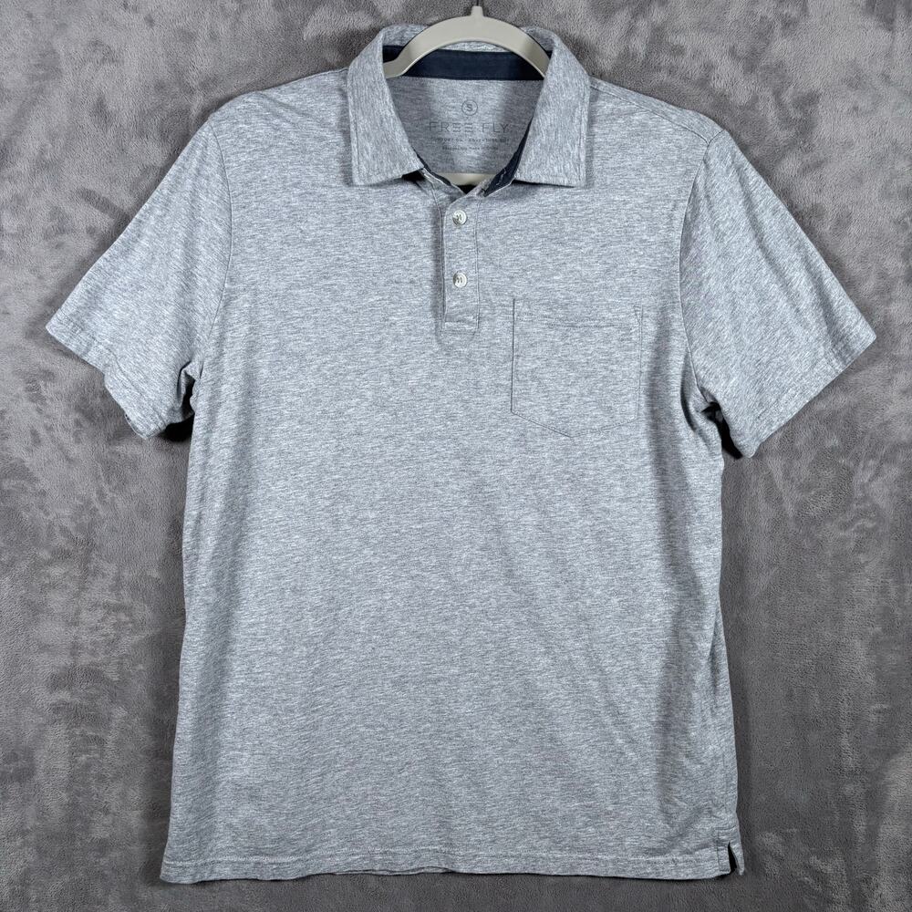 Free Fly Bamboo Blend Polo Shirt Men’s Small Gray Stretch Soft Knit